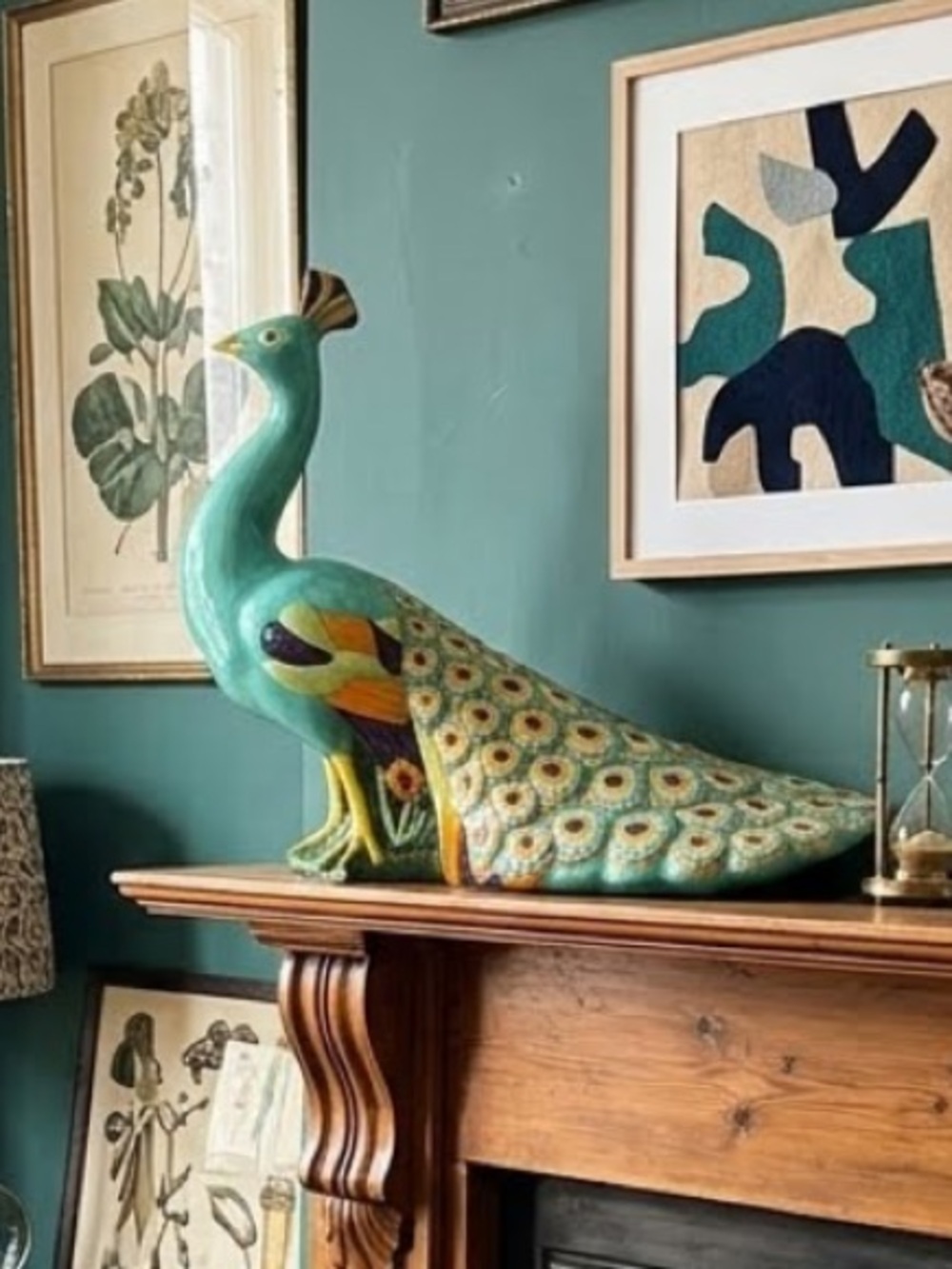 Vintage Holland Mold Ceramic Peacock
Figurine Mid Century Modern Hand Painted